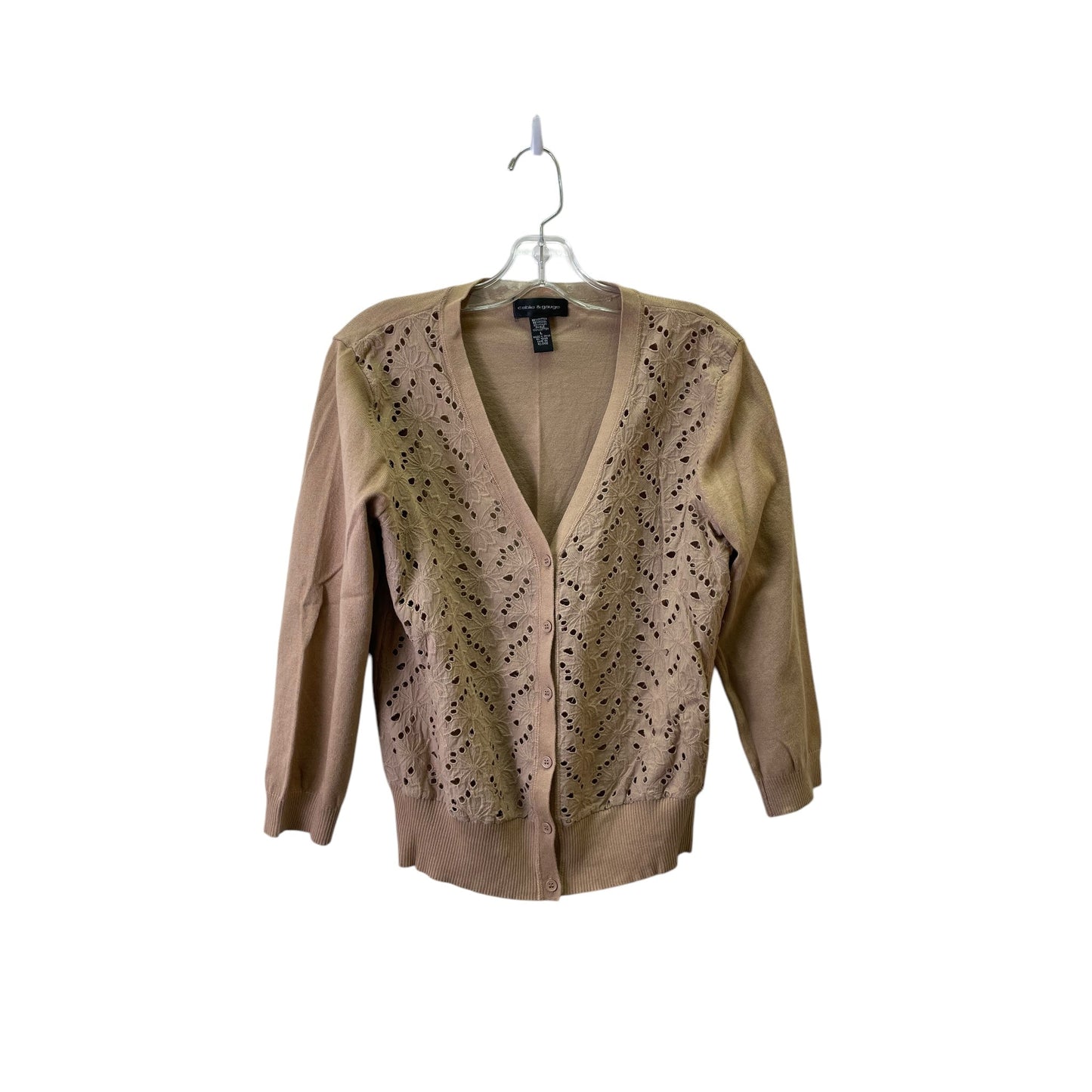 Sweater Cardigan By Cable And Gauge In Tan, Size:L