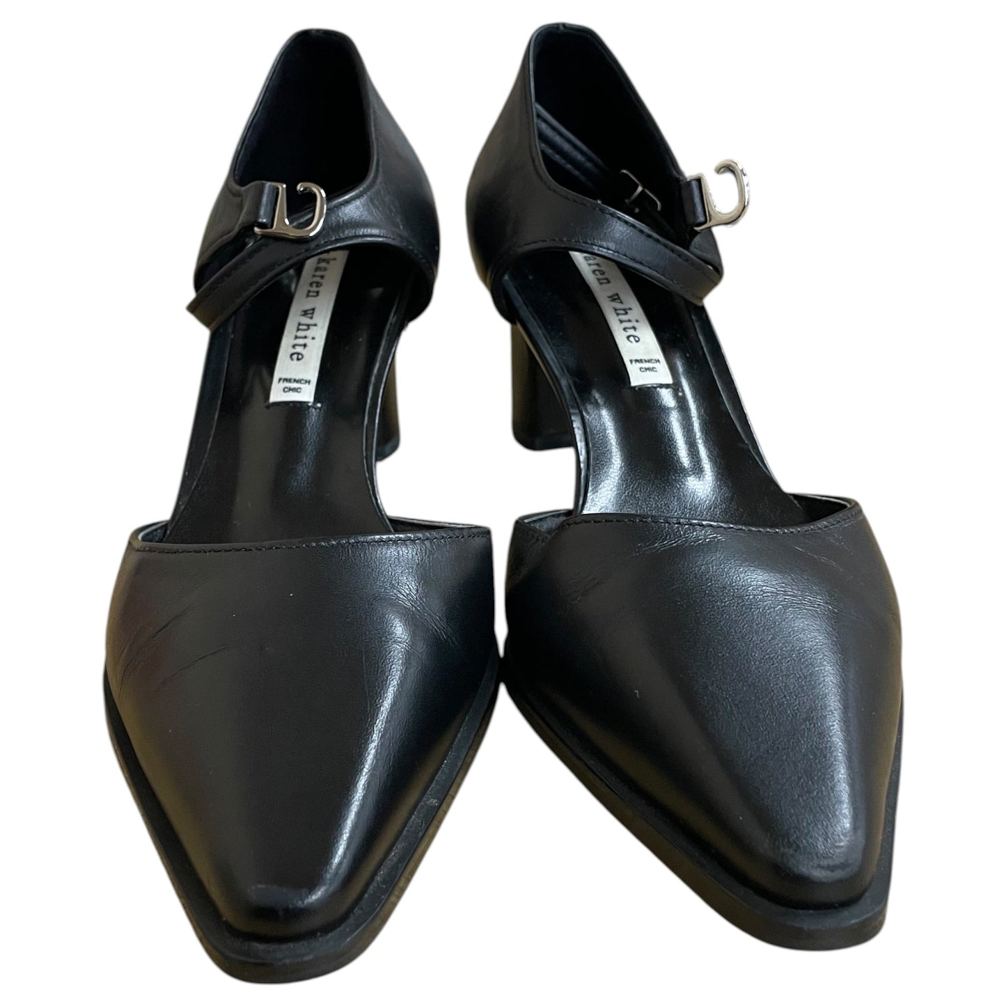 Shoes Heels Block By Karen White In Black, Size:6.5
