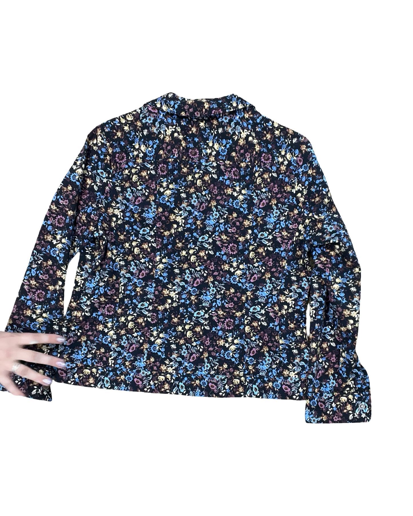 Jacket Denim By Christopher And Banks In Floral Print, Size:Mp