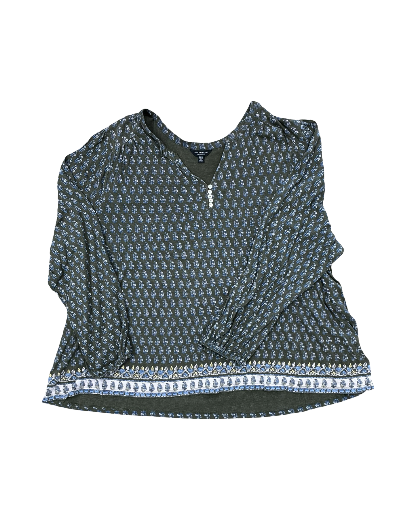 Top Ls By Lucky Brand In Green, Size:2X