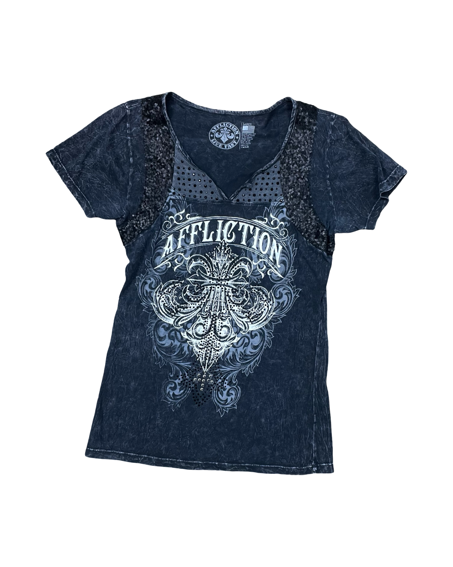 Top Ss By Affliction In Black, Size:L
