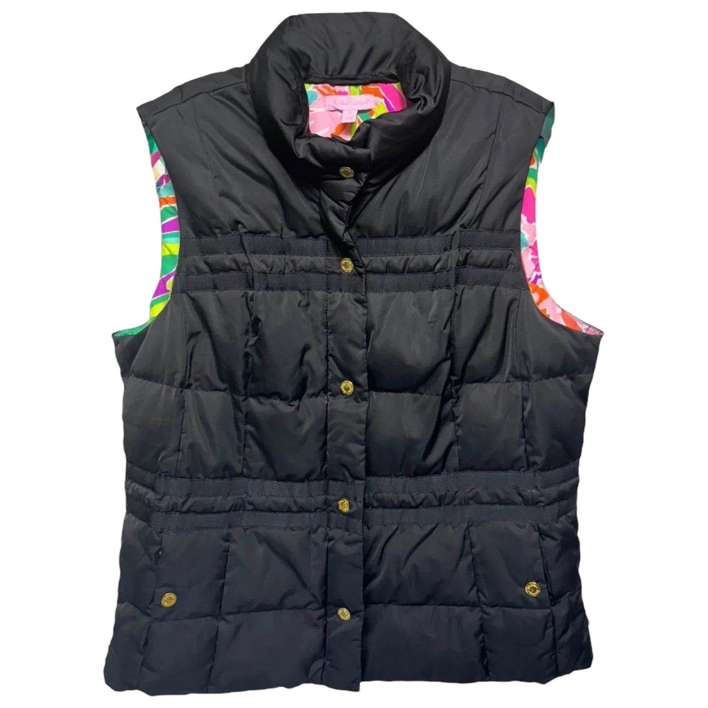 Kate Puffer Vest Designer By Lilly Pulitzer In Black, Size: XL