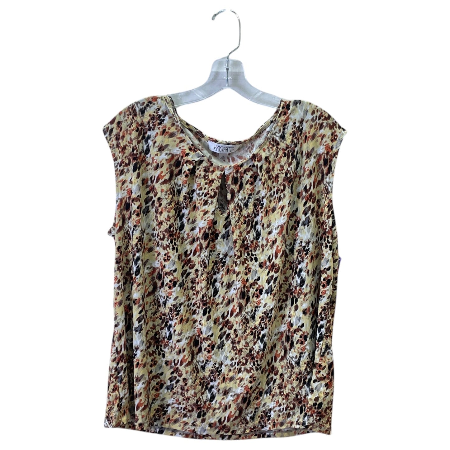 Top Sleeveless By Kasper In Tan & Yellow, Size:2X