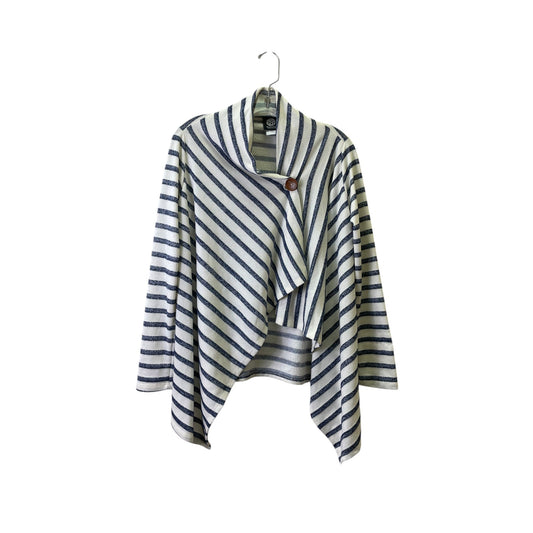 Cardigan By Bobeau In Blue & White, Size:M