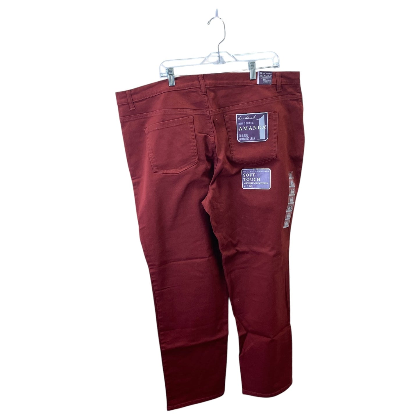 Jeans Straight By Gloria Vanderbilt In Red Denim, Size:20