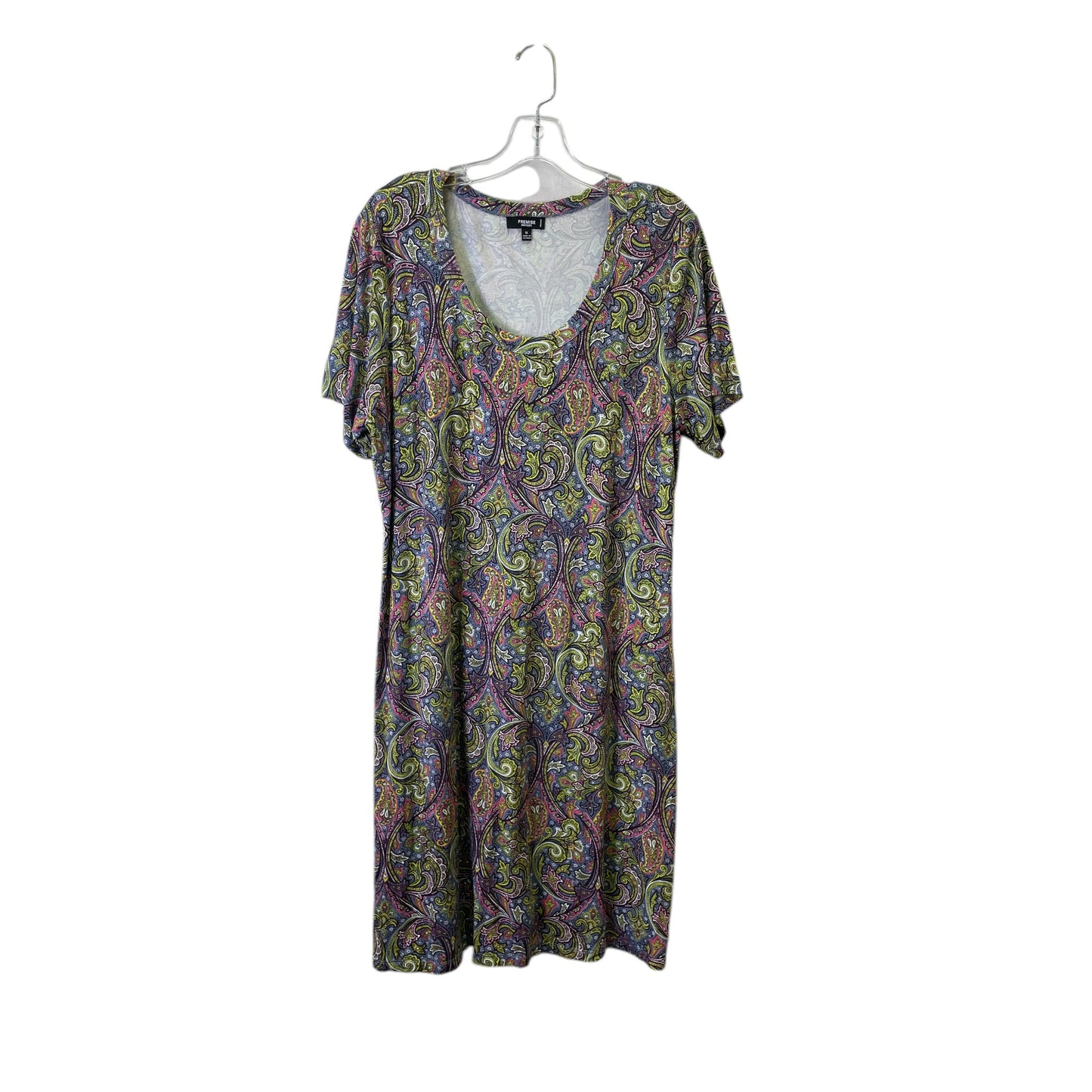 Dress Casual Short By Premise In Purple & Yellow, Size:1X