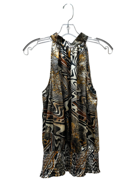 Blouse Sleeveless By Cache In Black & Gold, Size:M