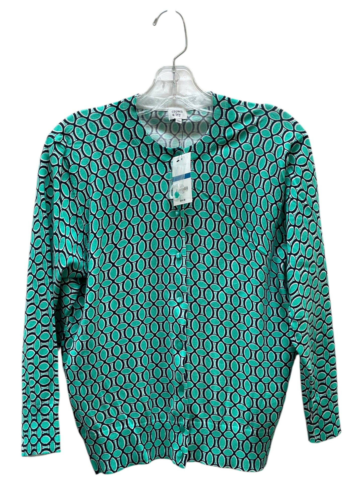 Cardigan By Crown And Ivy In Green, Size:Xl