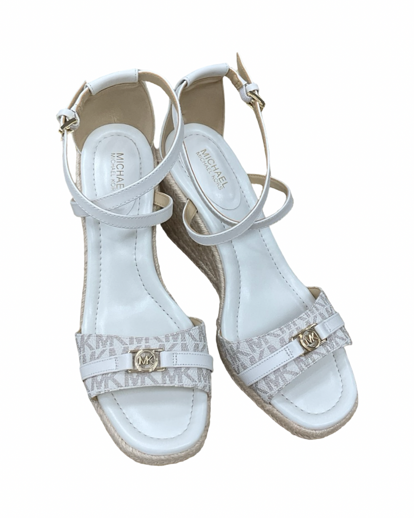 Sandals Heels Wedge By Michael By Michael Kors In Cream, Size:7.5
