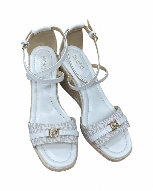 Sandals Heels Wedge By Michael By Michael Kors In Cream, Size:7.5