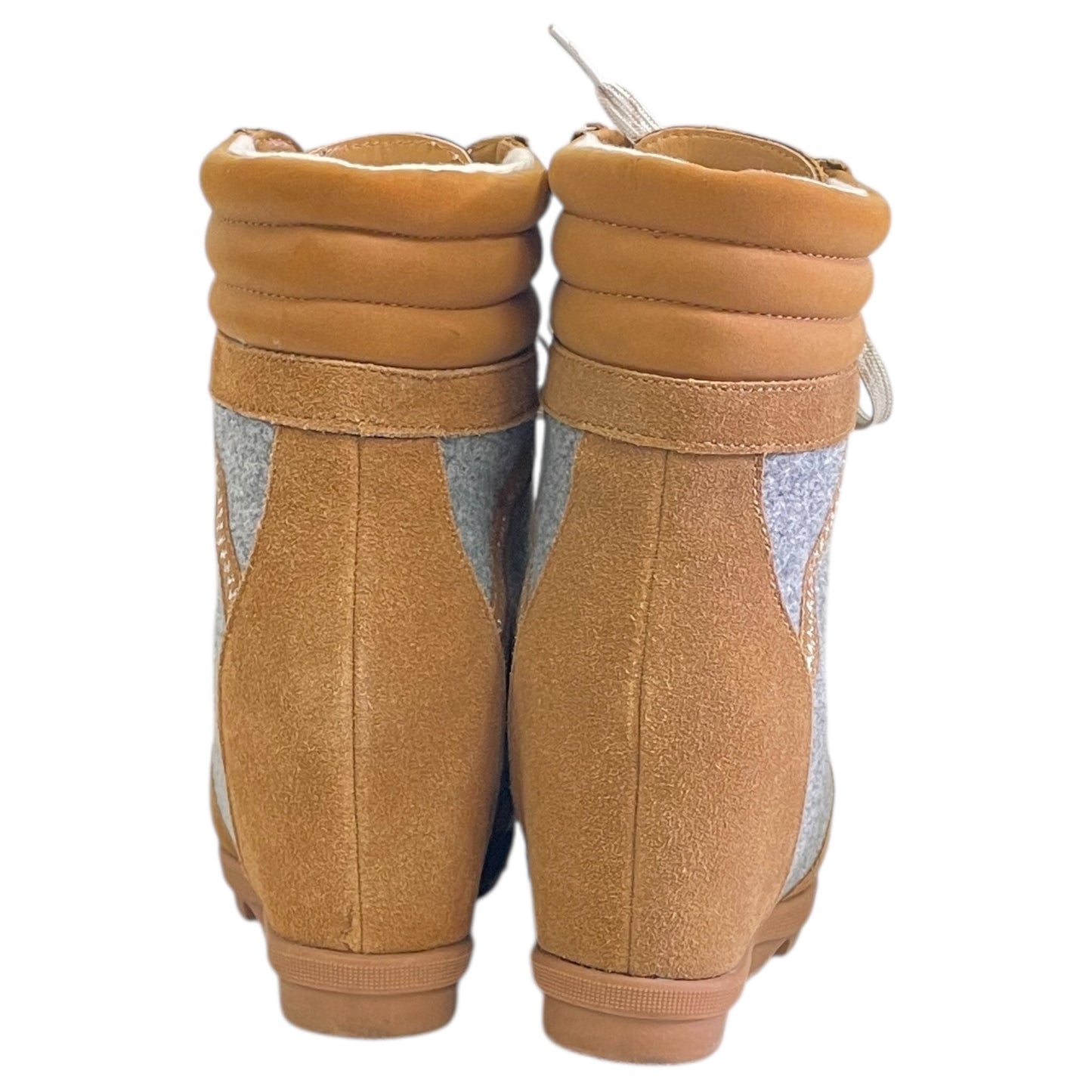 Boots Ankle Heels By Serra In Grey & Tan, Size:7