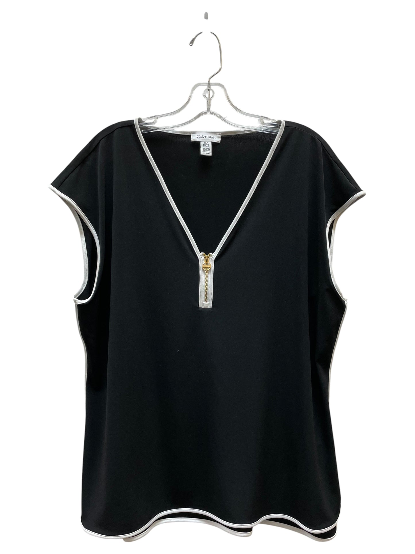 Top Ss Basic By Calvin Klein In Black & White, Size:Xl