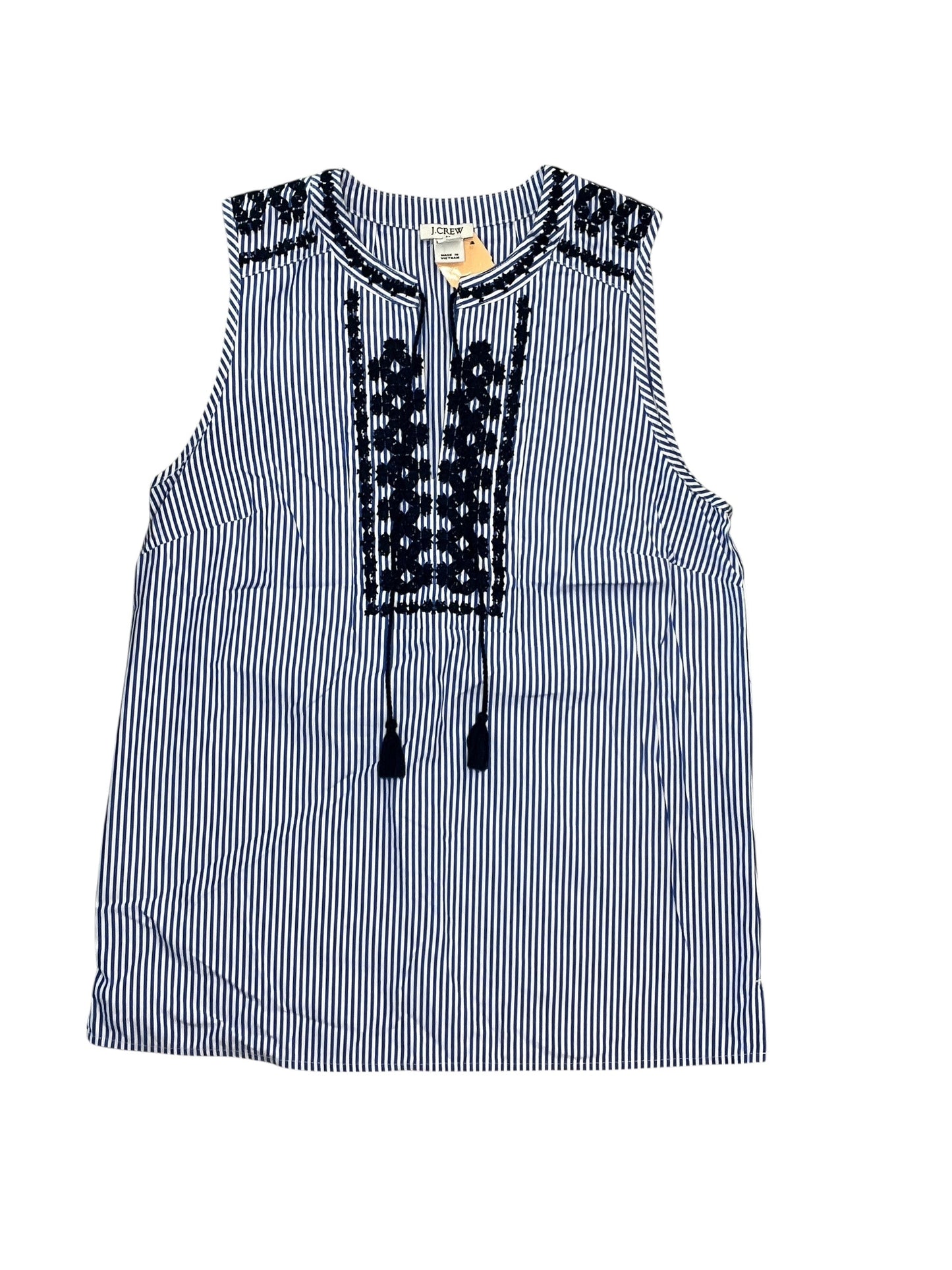 Blouse Sleeveless By J. Crew In Blue & White, Size:Xs