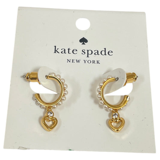 Earrings Designer By Kate Spade In Gold & White