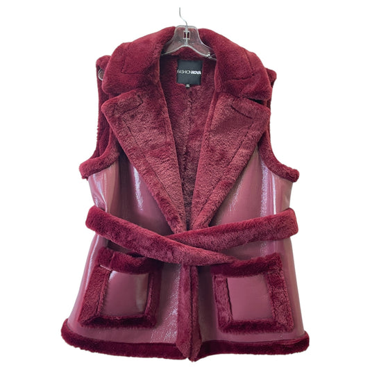 Vest Faux Fur & Sherpa By Fashion Nova In Red, Size:1X
