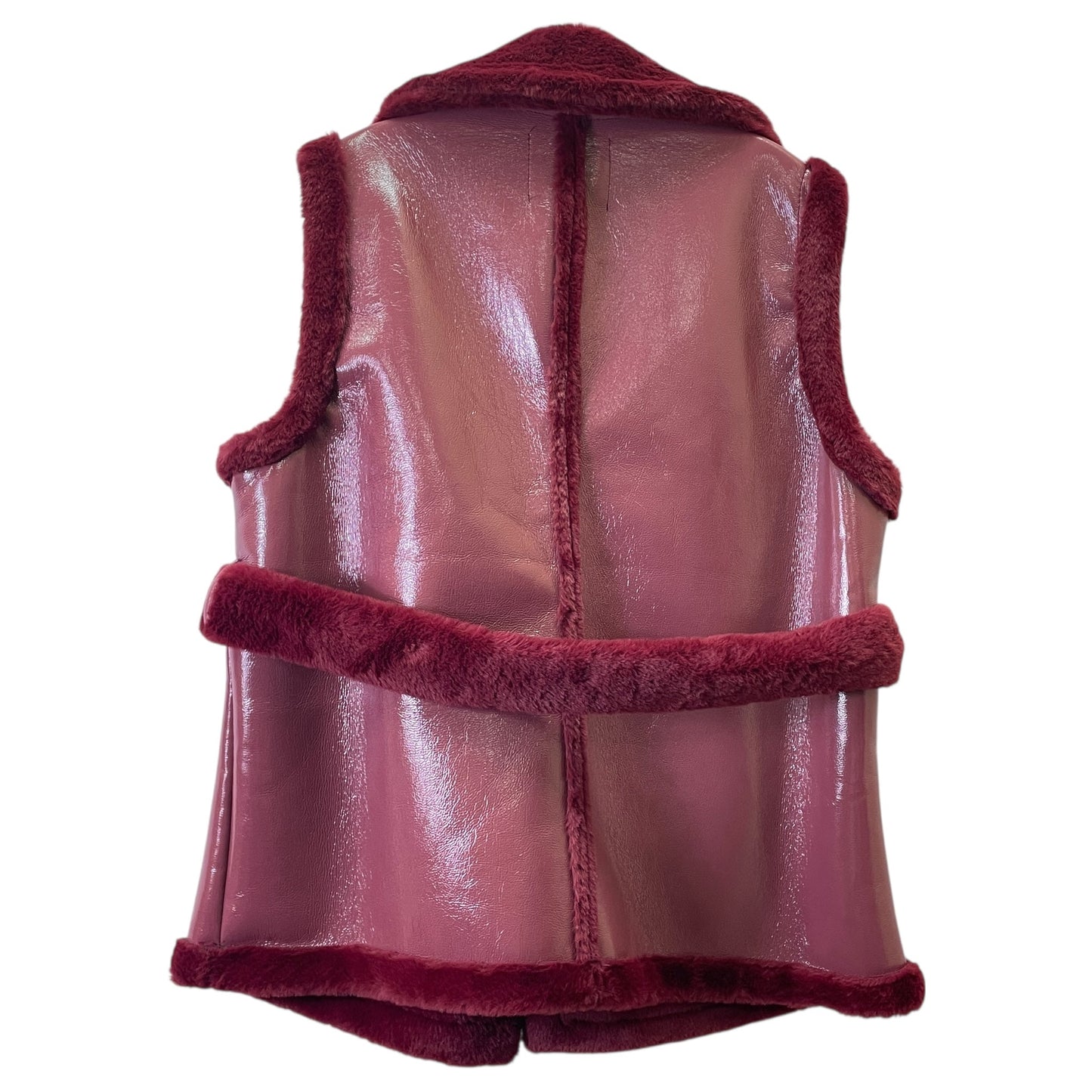 Vest Faux Fur & Sherpa By Fashion Nova In Red, Size:1X
