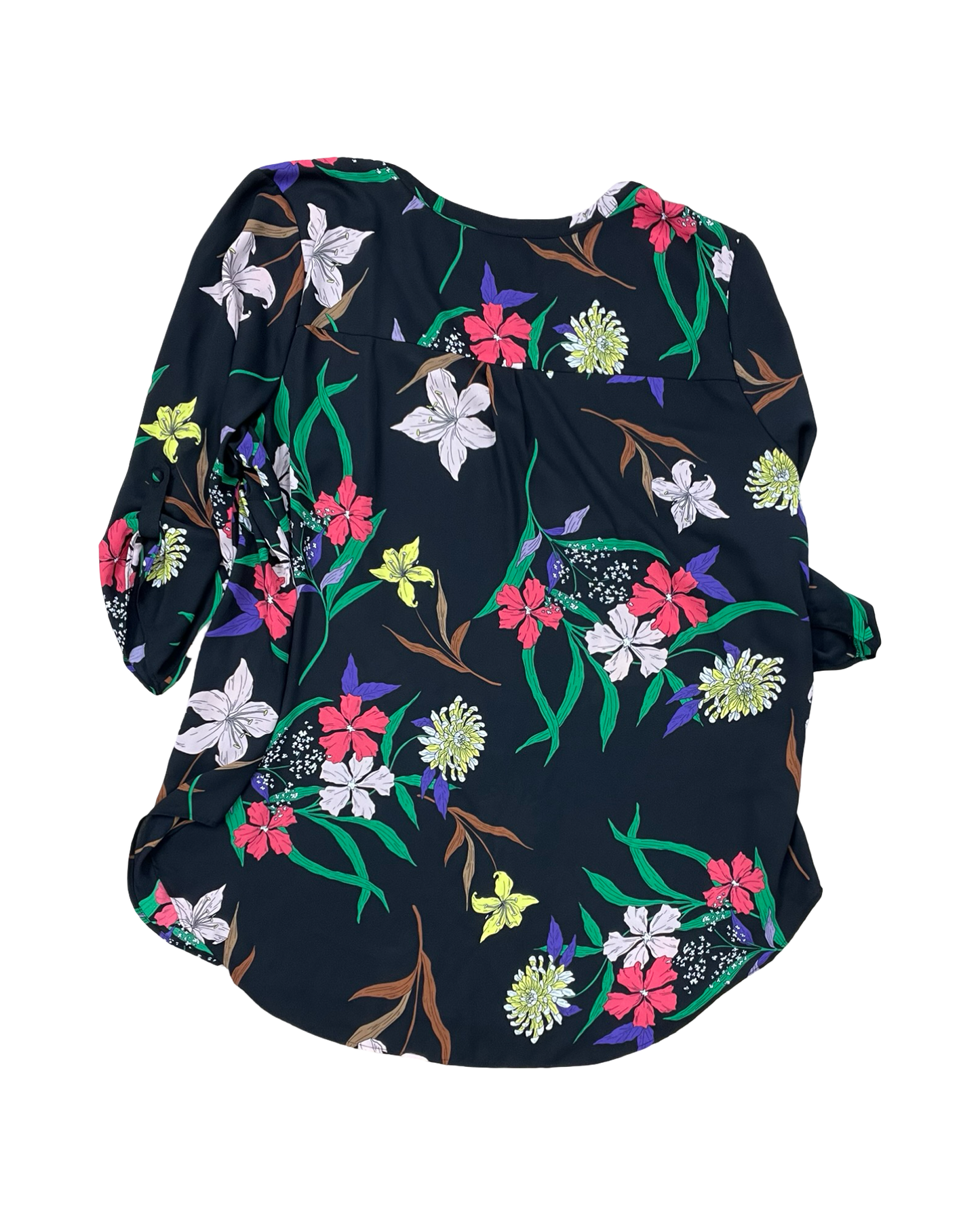 Top 3/4 Sleeve By Worthington In Black & Green, Size:2X