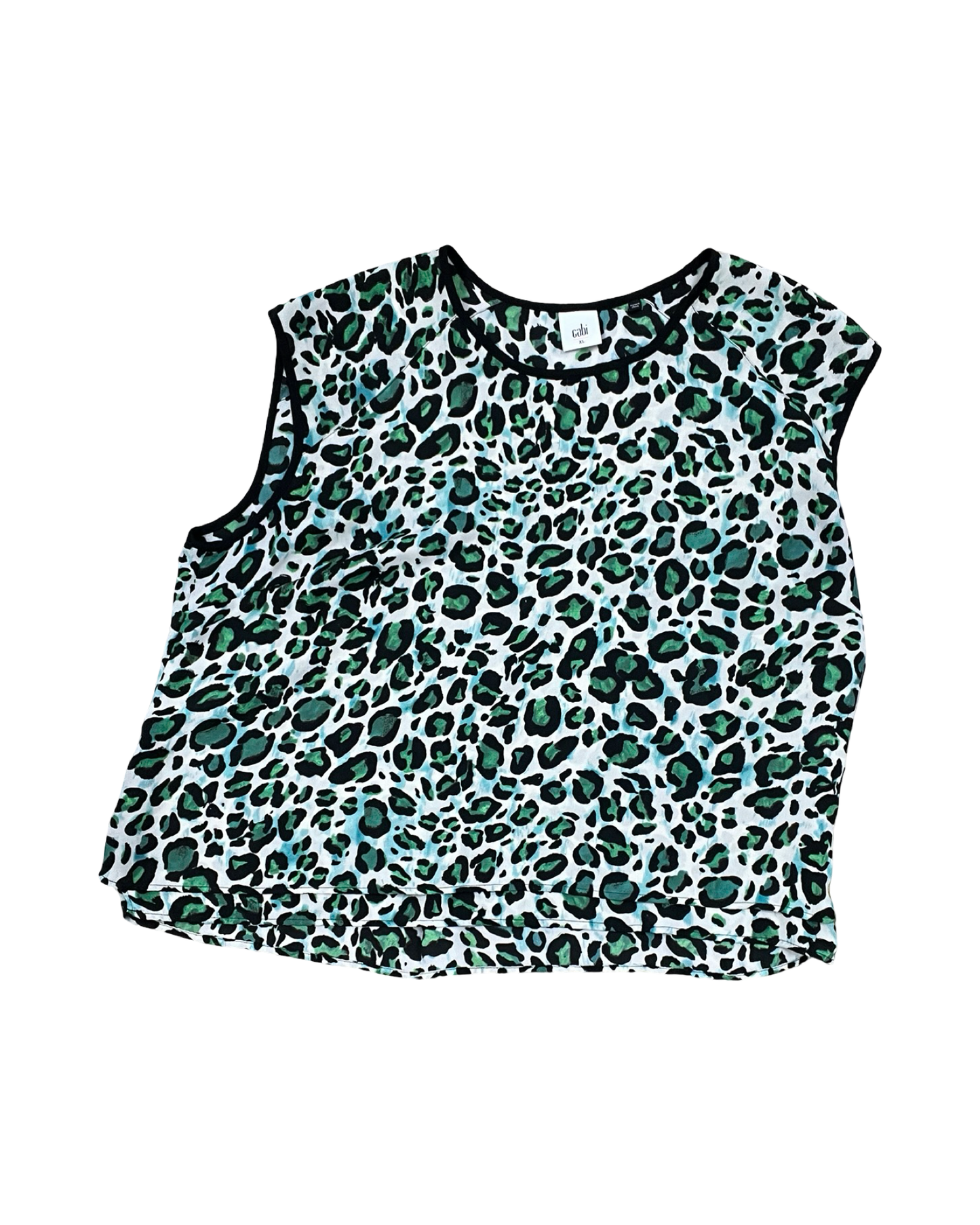 Top Sleeveless By Cabi In Black & Green, Size:Xl