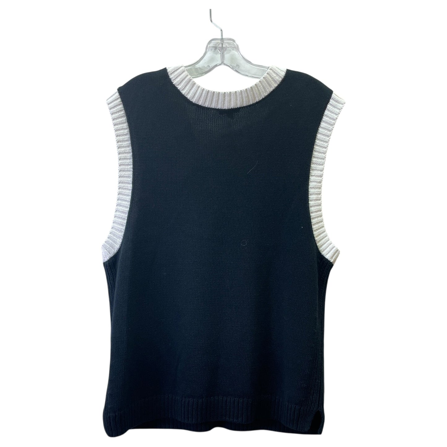 Vest Sweater By Talbots In Black & White, Size:Xlp