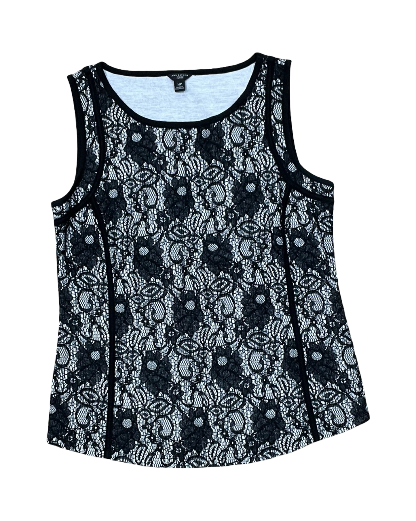 Top Sleeveless By Ann Taylor In Black & White, Size:Mp