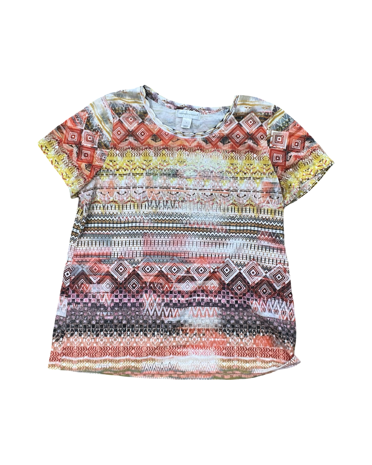 Top Ss By Christopher And Banks In Orange & Yellow, Size:L