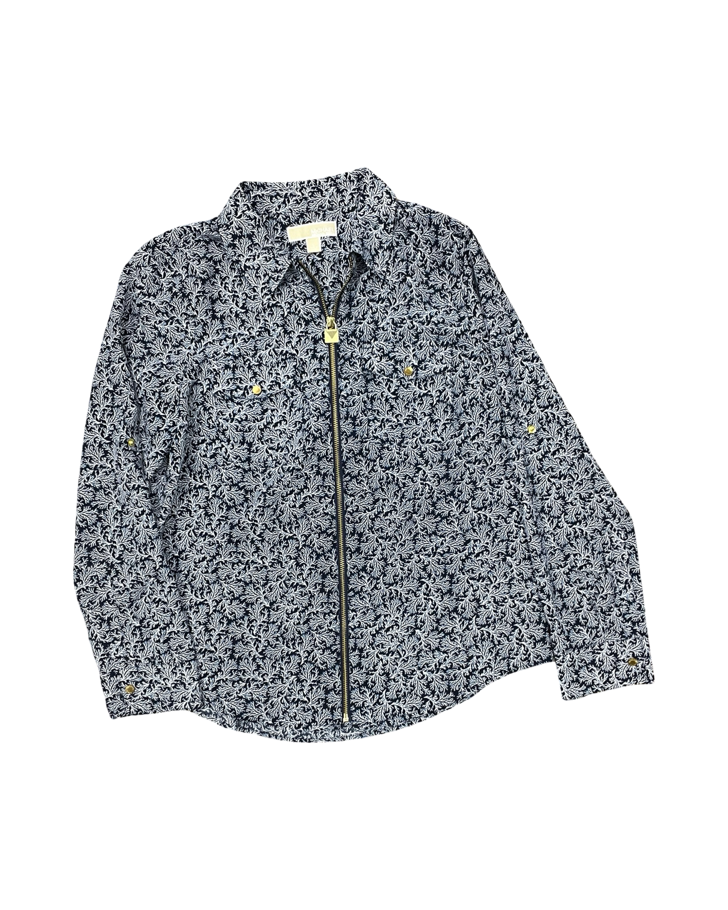 Blouse Ls By Michael By Michael Kors In Blue & White, Size:L