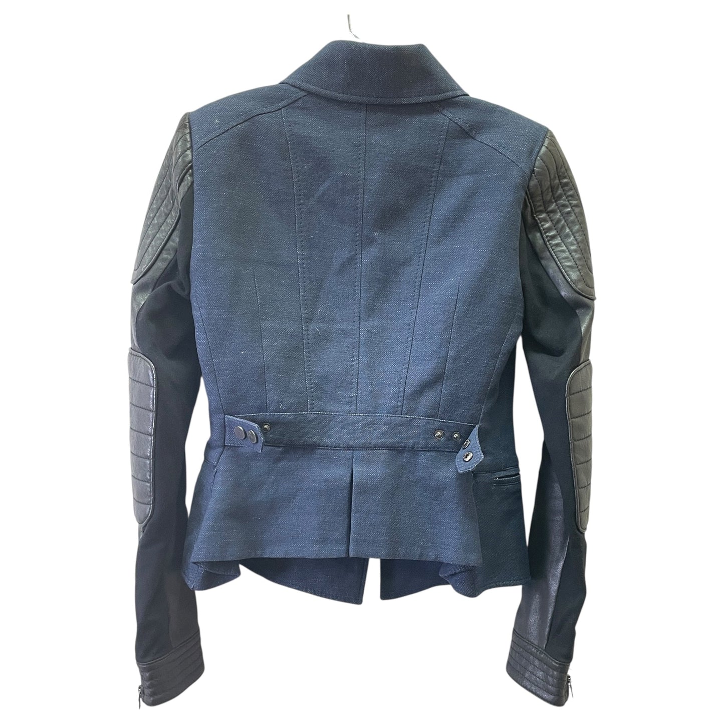 Jacket Moto Leather By Bcbg In Blue Denim, Size:Xs