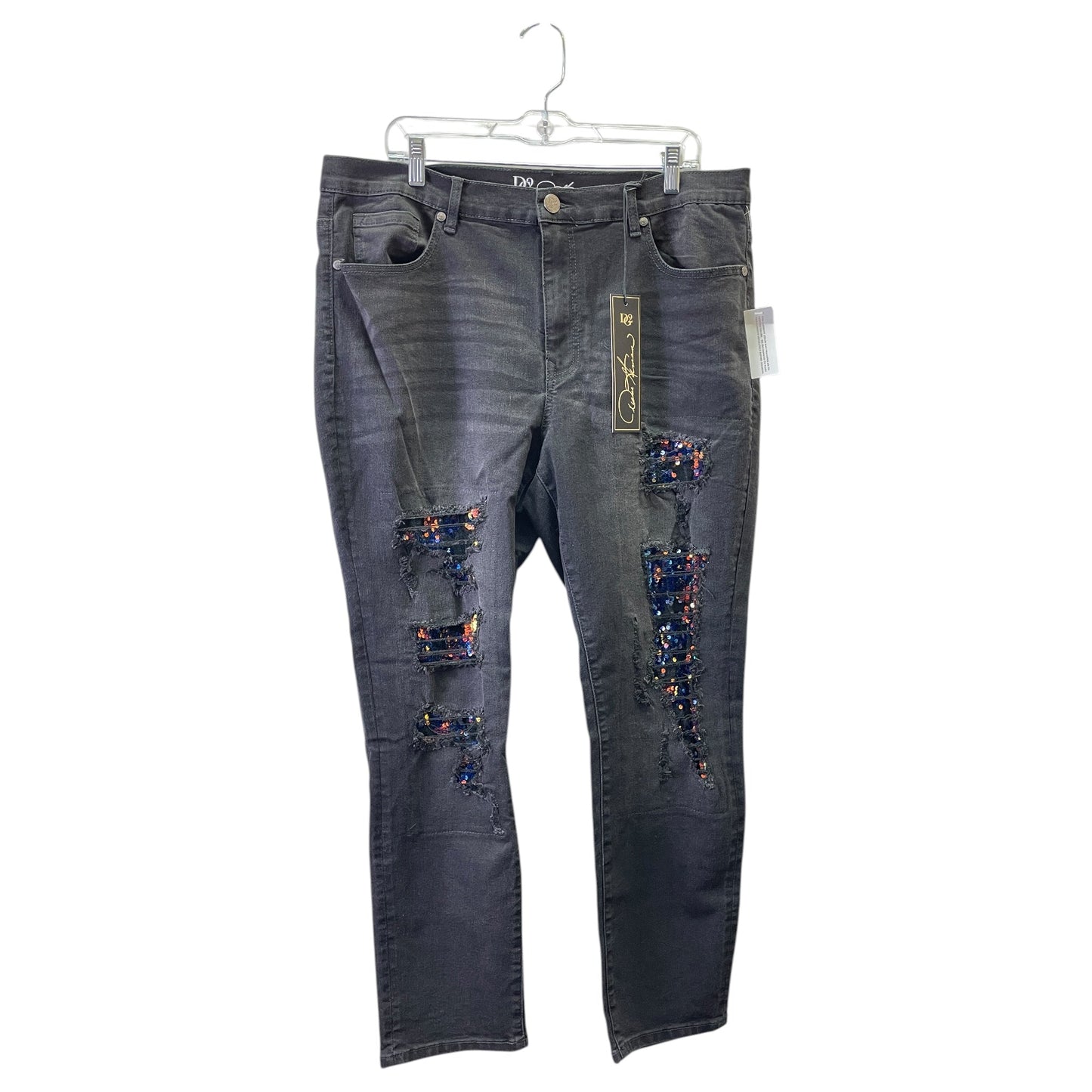 Jeans Straight By Diane Gilman In Black, Size:16