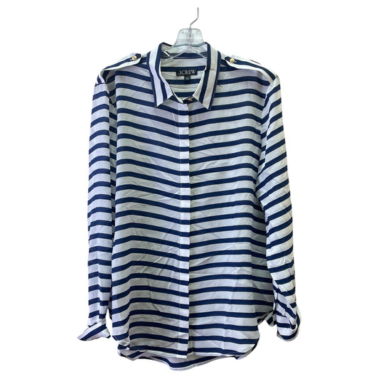 TOP LS by J. CREW in BLUE & WHITE, Size:L