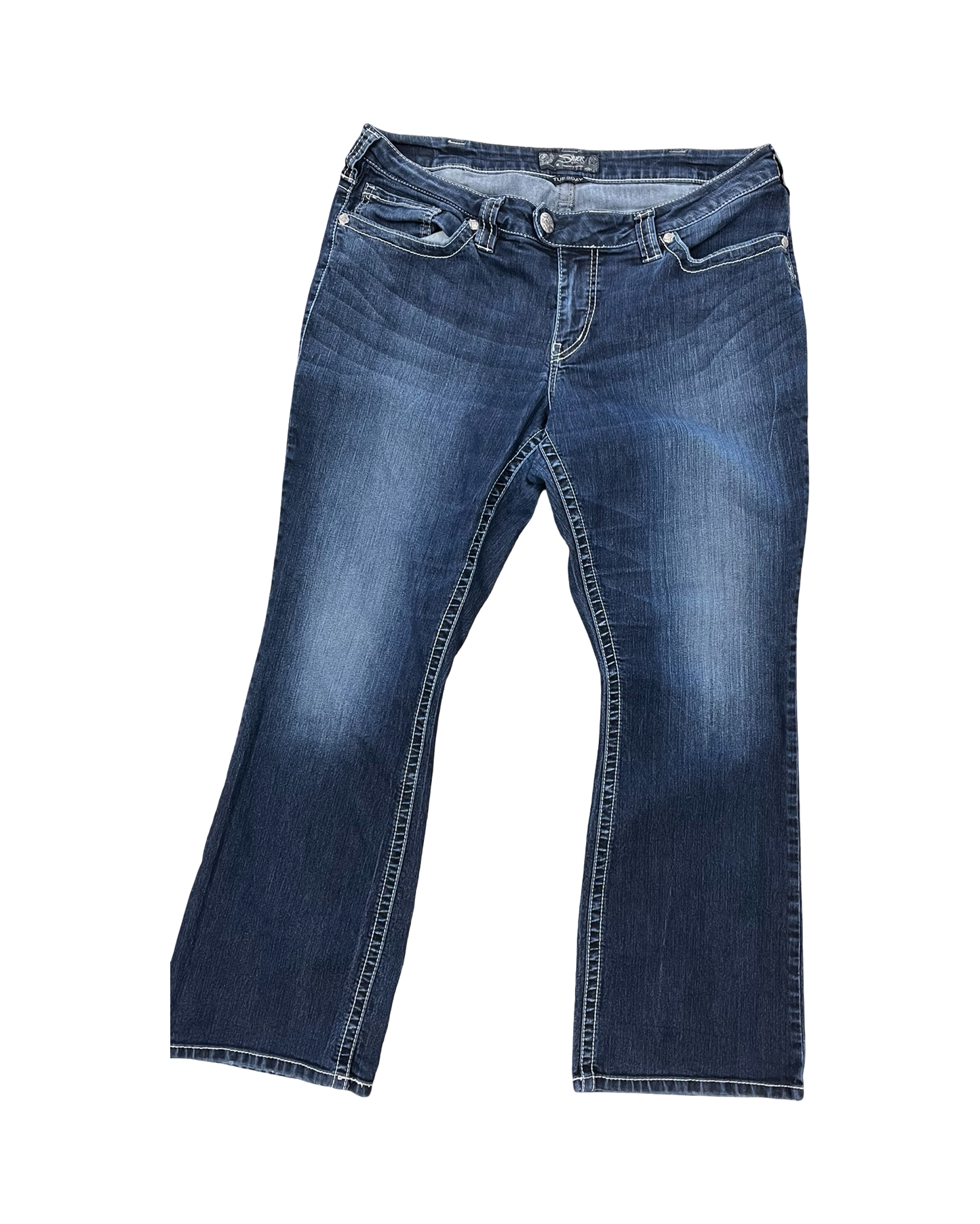 Jeans Boot Cut By Silver In Blue Denim, Size:18