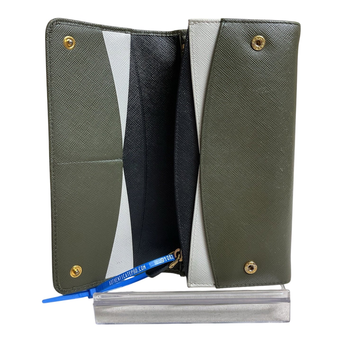 Wallet Luxury Designer By Prada In Green, Size:Large