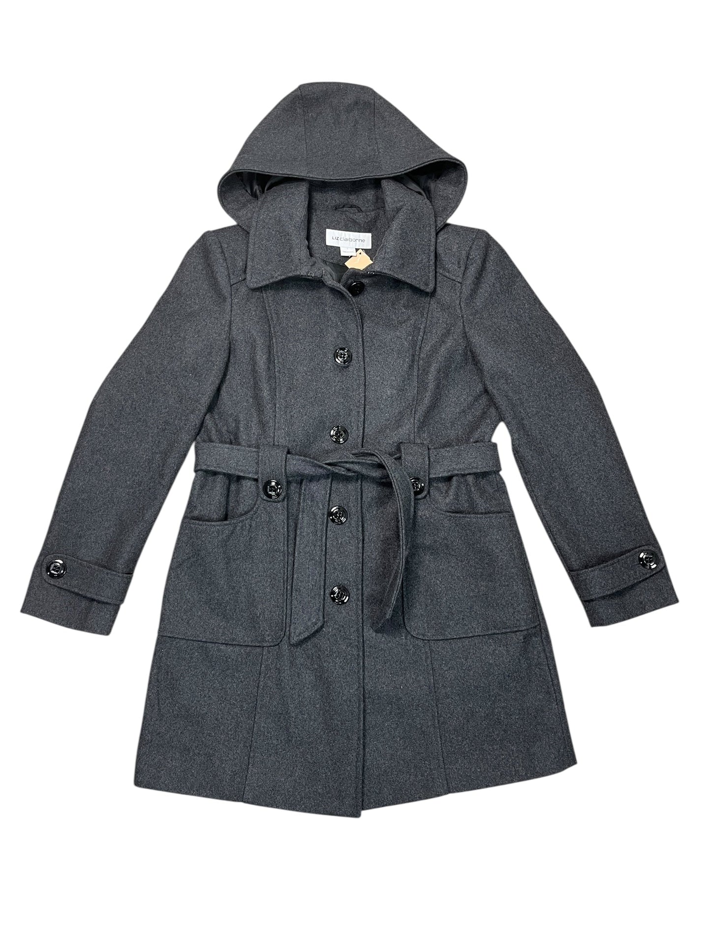 Coat Parka By Liz Claiborne In Grey, Size:L