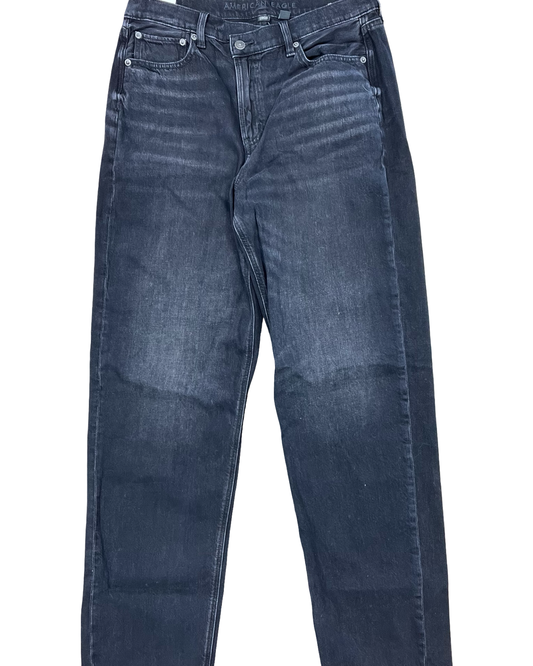 Jeans Straight By American Eagle In Black Denim, Size:16L