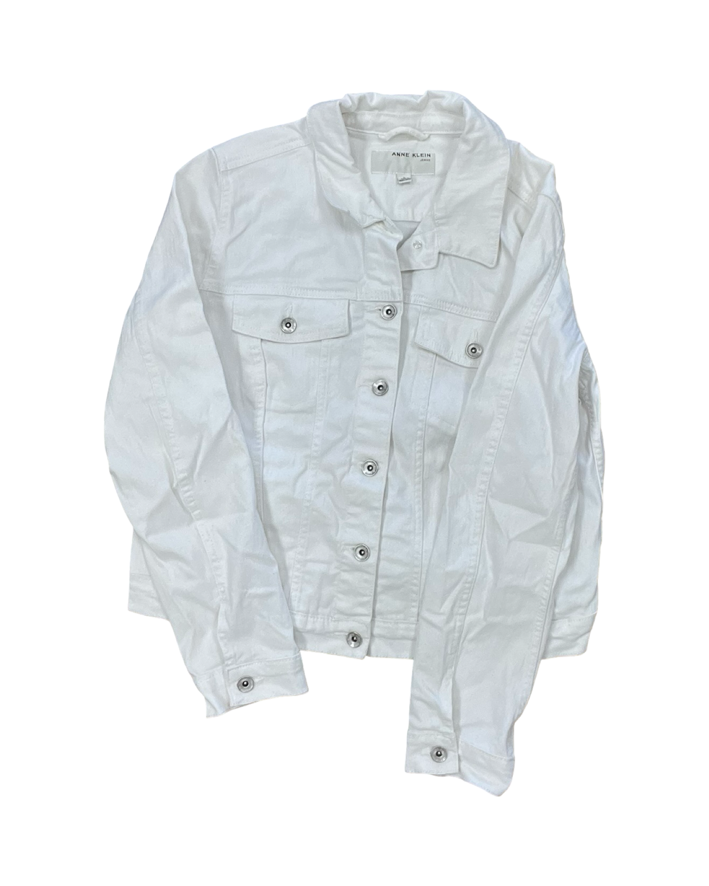 Jacket Denim By Anne Klein In White Denim, Size:L