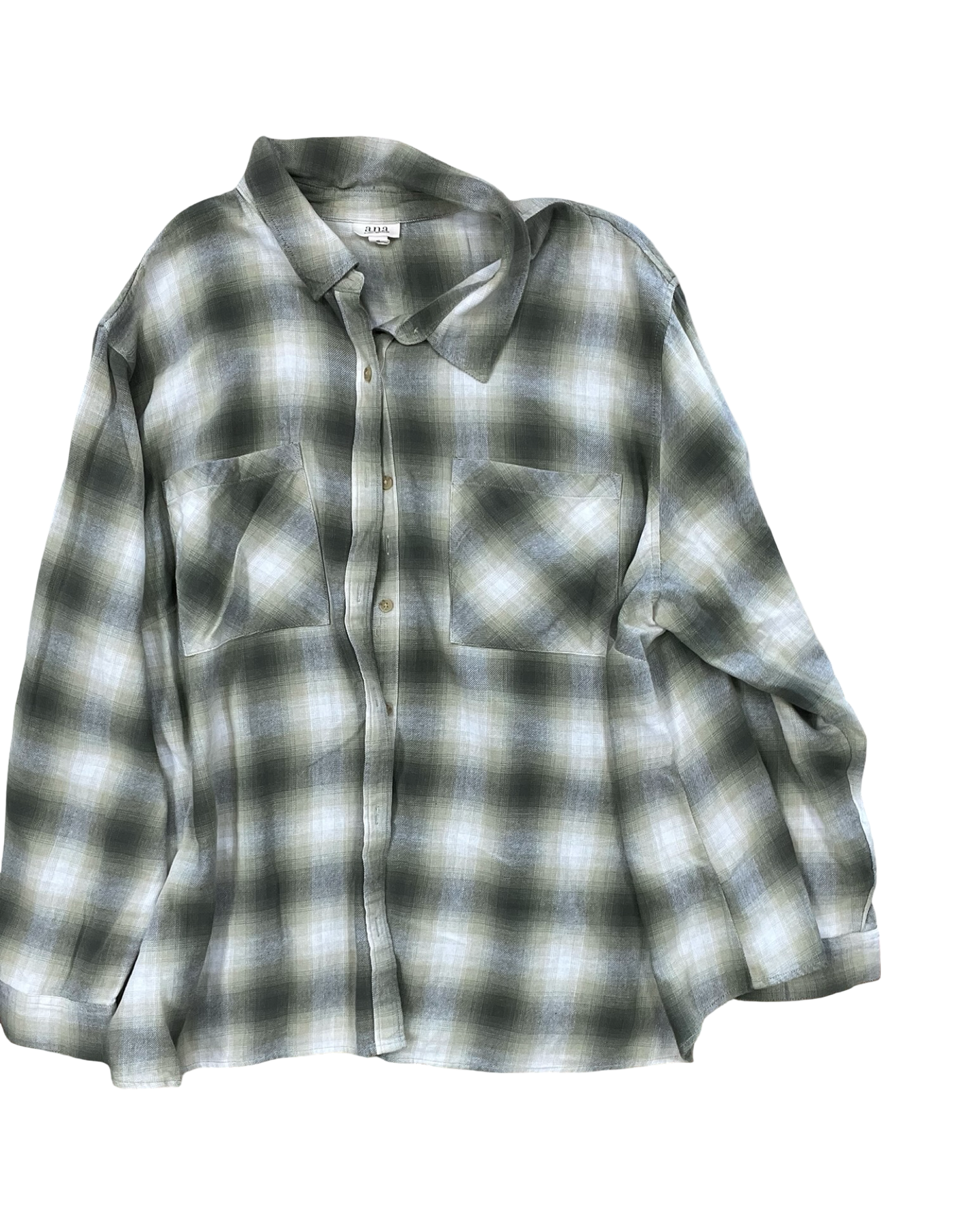 Blouse Ls By Ana In Green, Size:3X