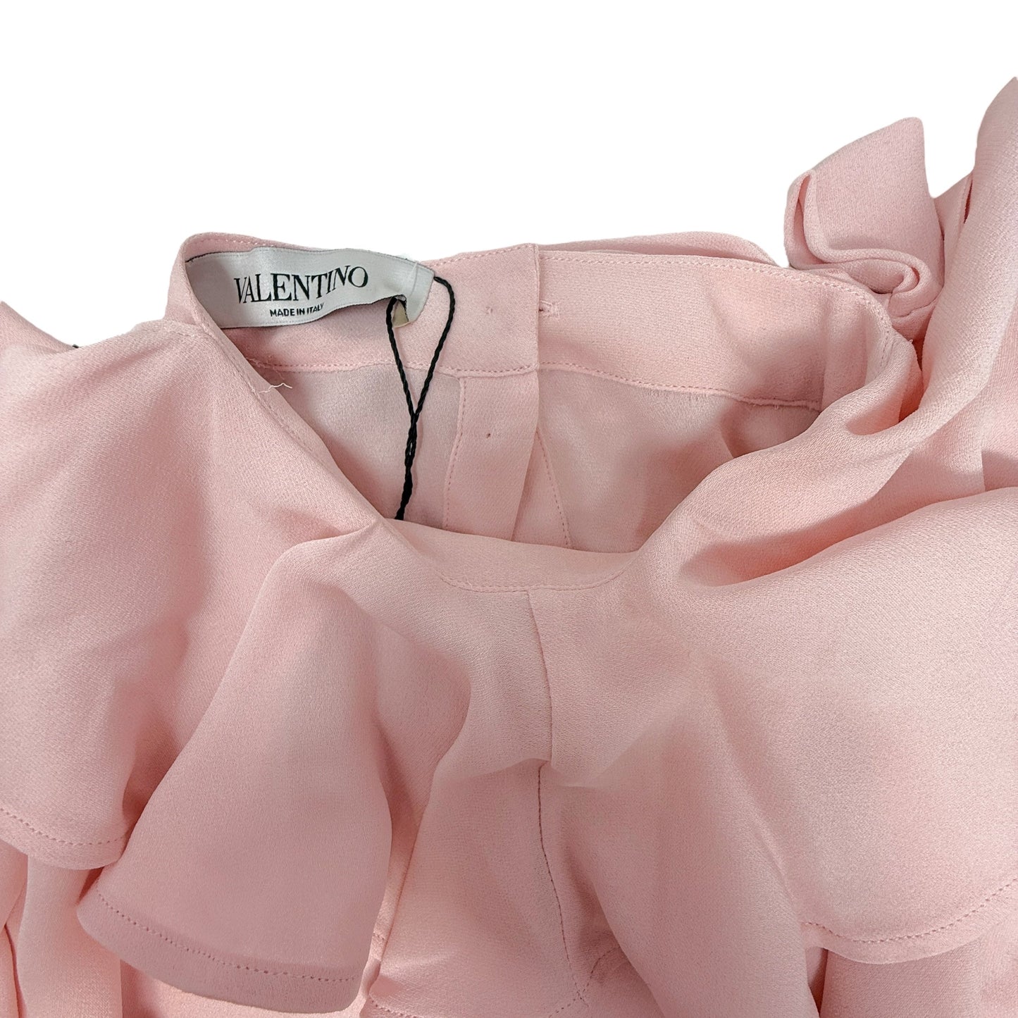 Ruffled Silk Crépe de Chine Mini Dress Luxury Designer By Valentino Garavani In Pink, Size: US 8/IT 44