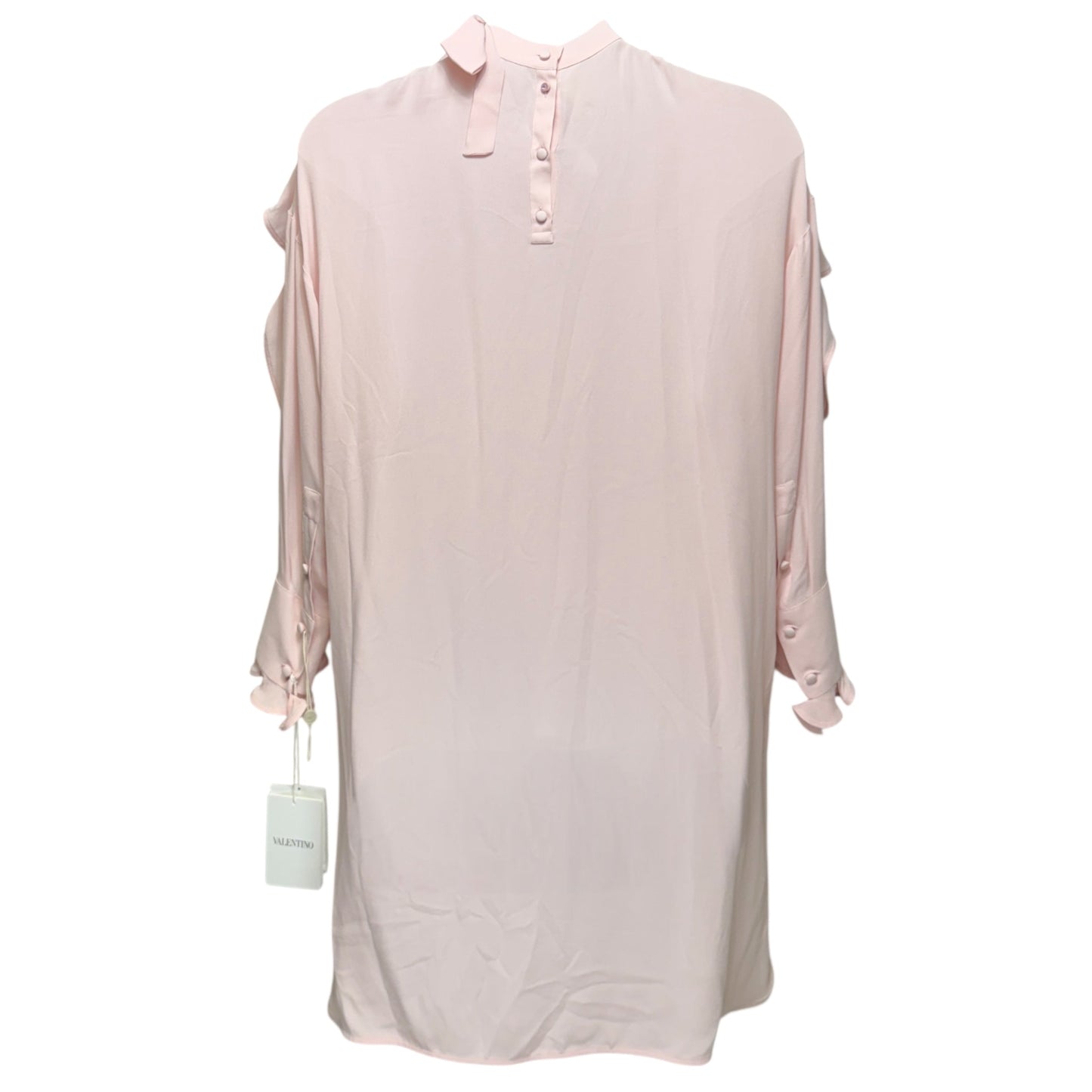 Ruffled Silk Crépe de Chine Mini Dress Luxury Designer By Valentino Garavani In Pink, Size: US 8/IT 44