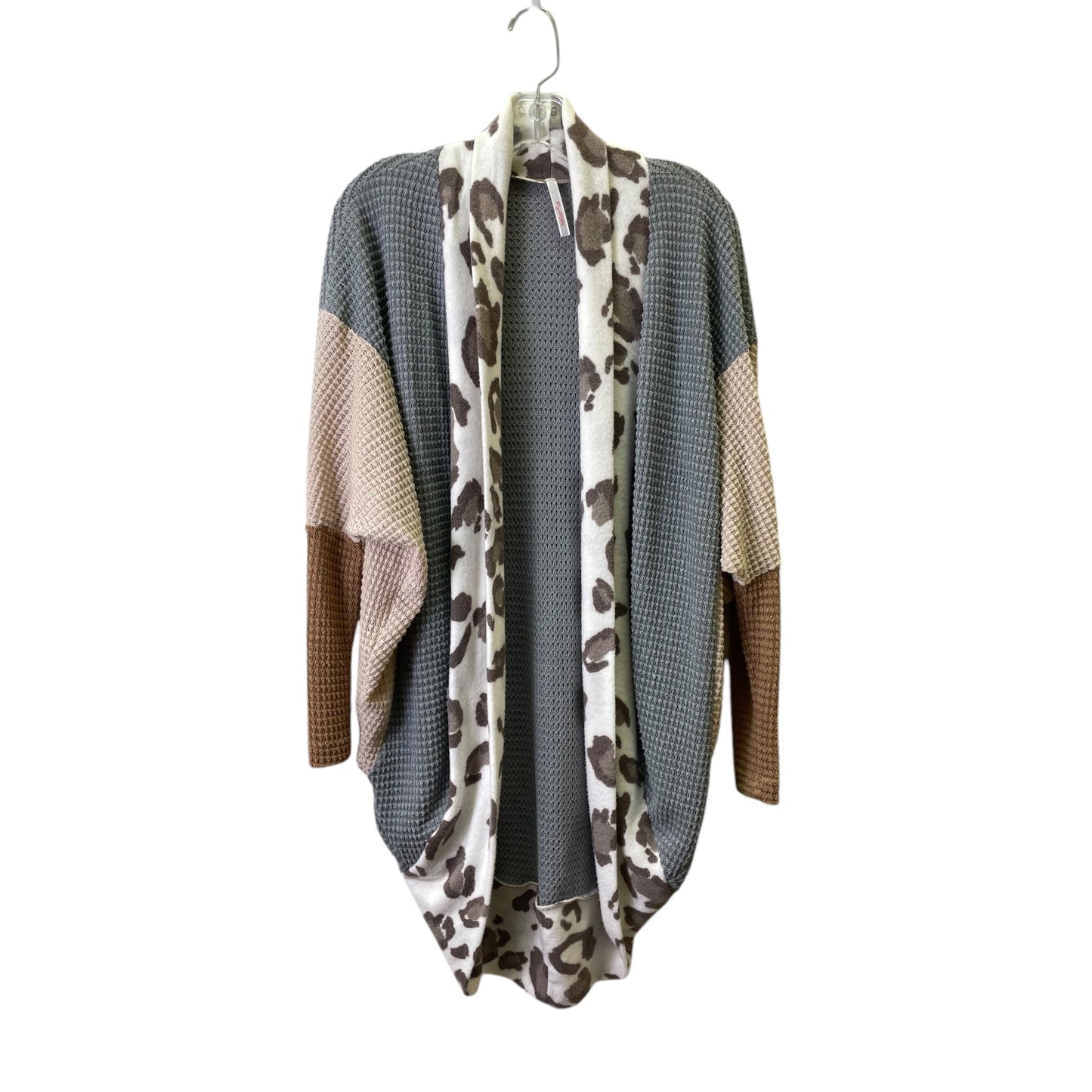 Cardigan By My Story In Grey & Tan, Size:Osfm