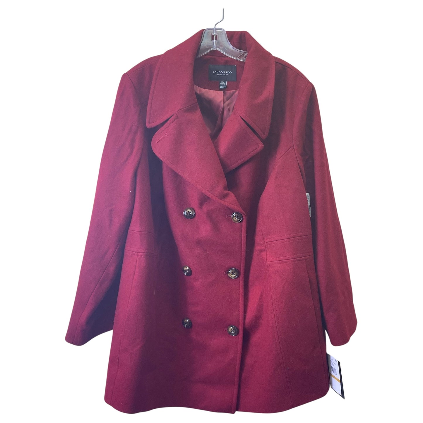 Coat Peacoat By London Fog In Maroon, Size:3X