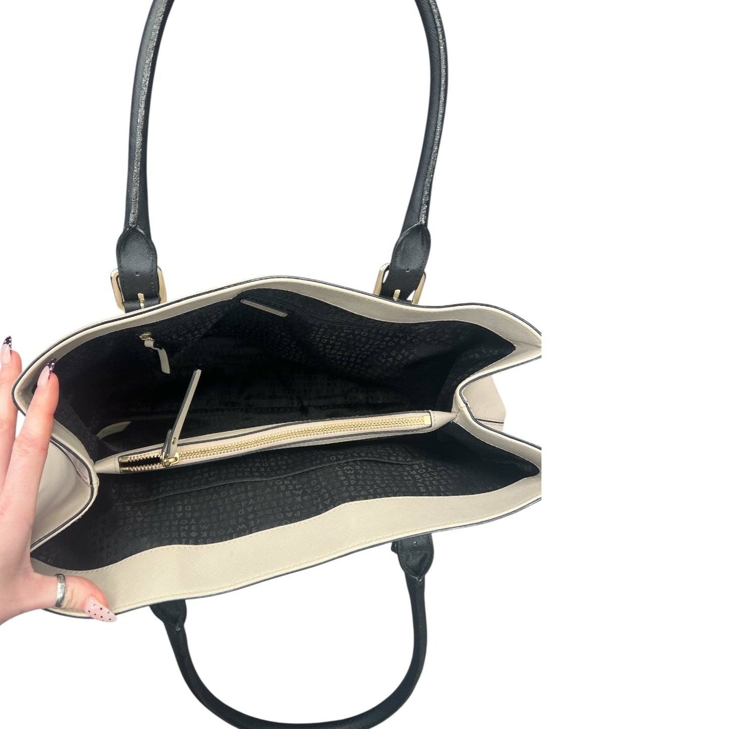 Handbag Designer By Kate Spade In Beige, Size:Large