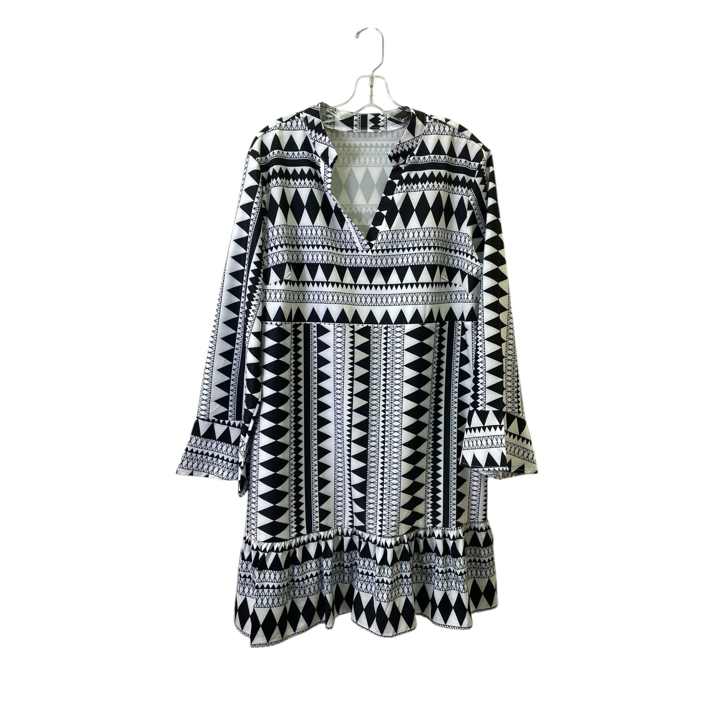 Dress Casual Midi By Shein In Black & White, Size:2X