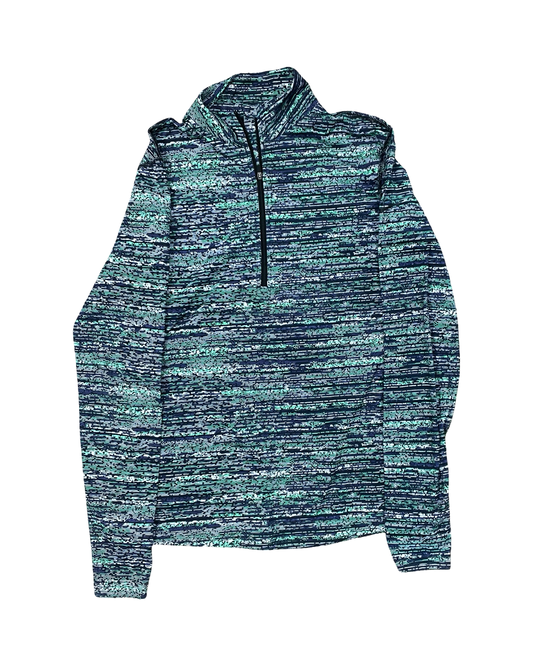 Athletic Top Ls Collar By Nike In Blue & Green, Size:L