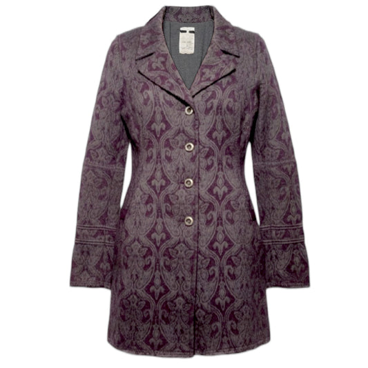 Vintage Brocade Tapestry Coat By Free People In Grey & Purple, Size: 6