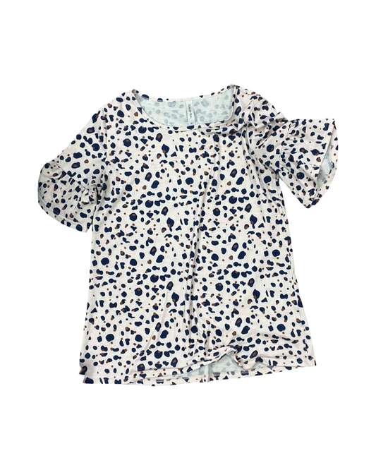 Top Ss By Tickled Teal In Blue & Cream, Size:M