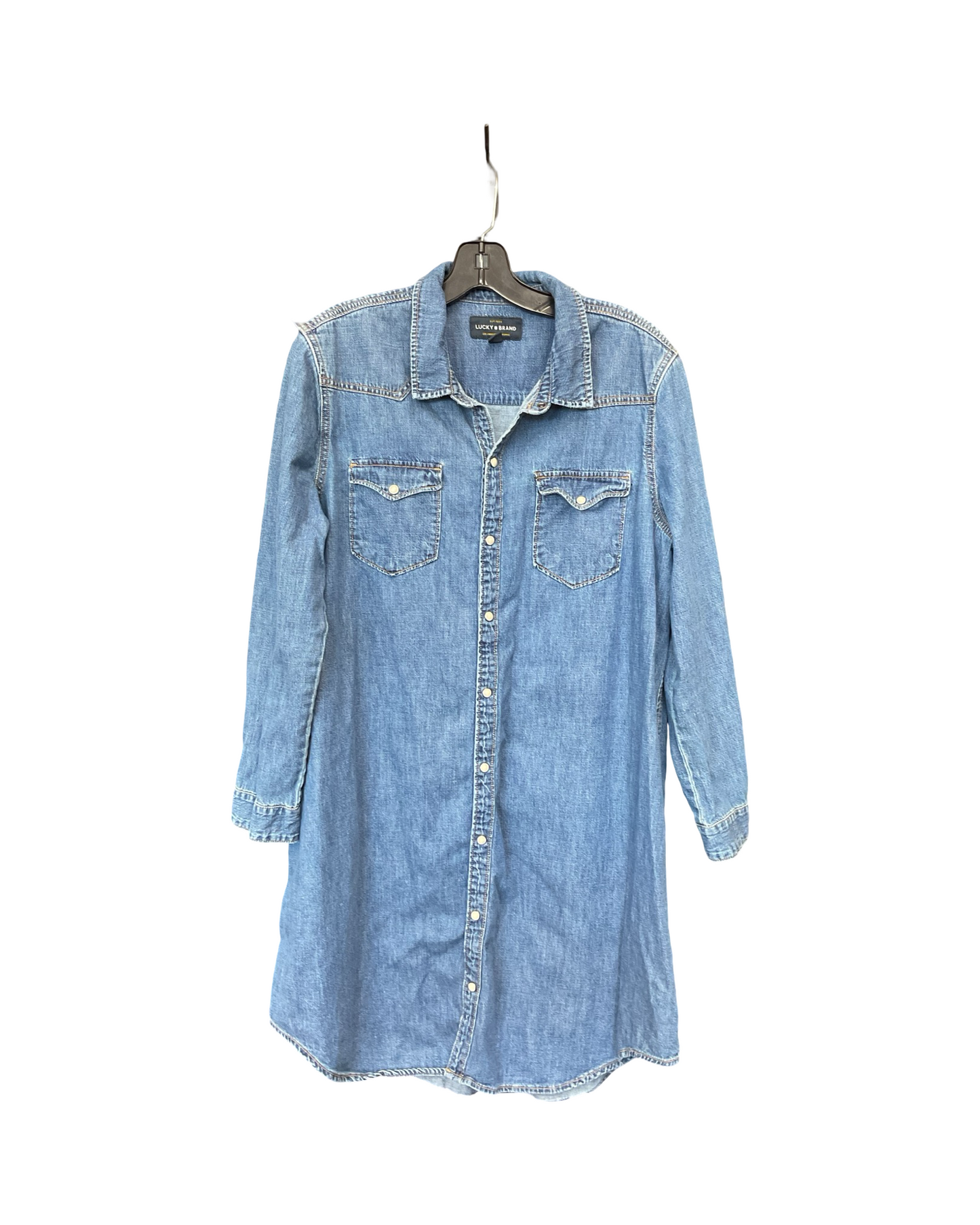 Dress Casual Midi By Lucky Brand In Blue Denim, Size:Xl