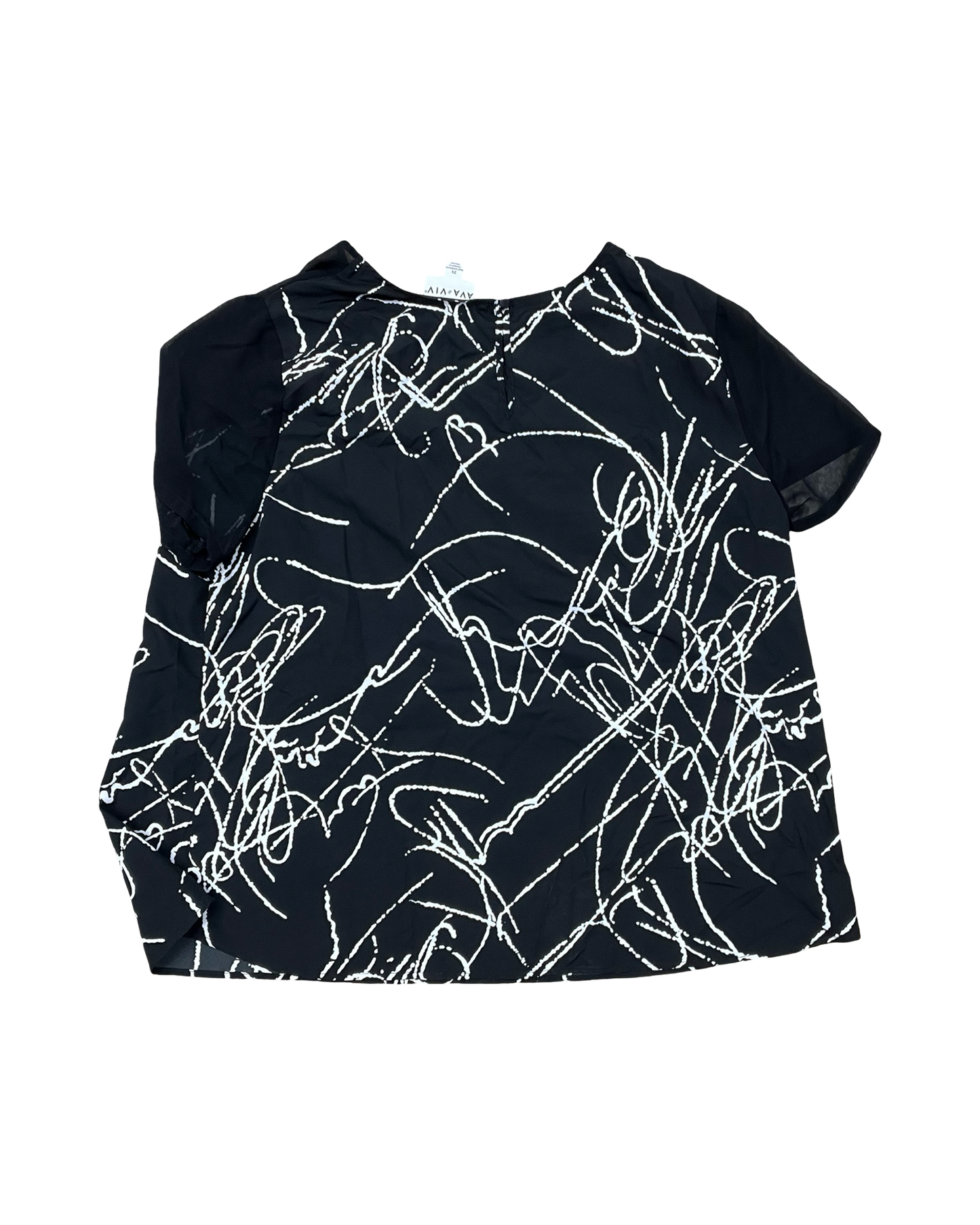 Blouse Ss By Ava & Viv In Black & White, Size:3X