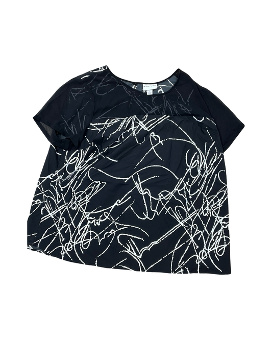 Blouse Ss By Ava & Viv In Black & White, Size:3X
