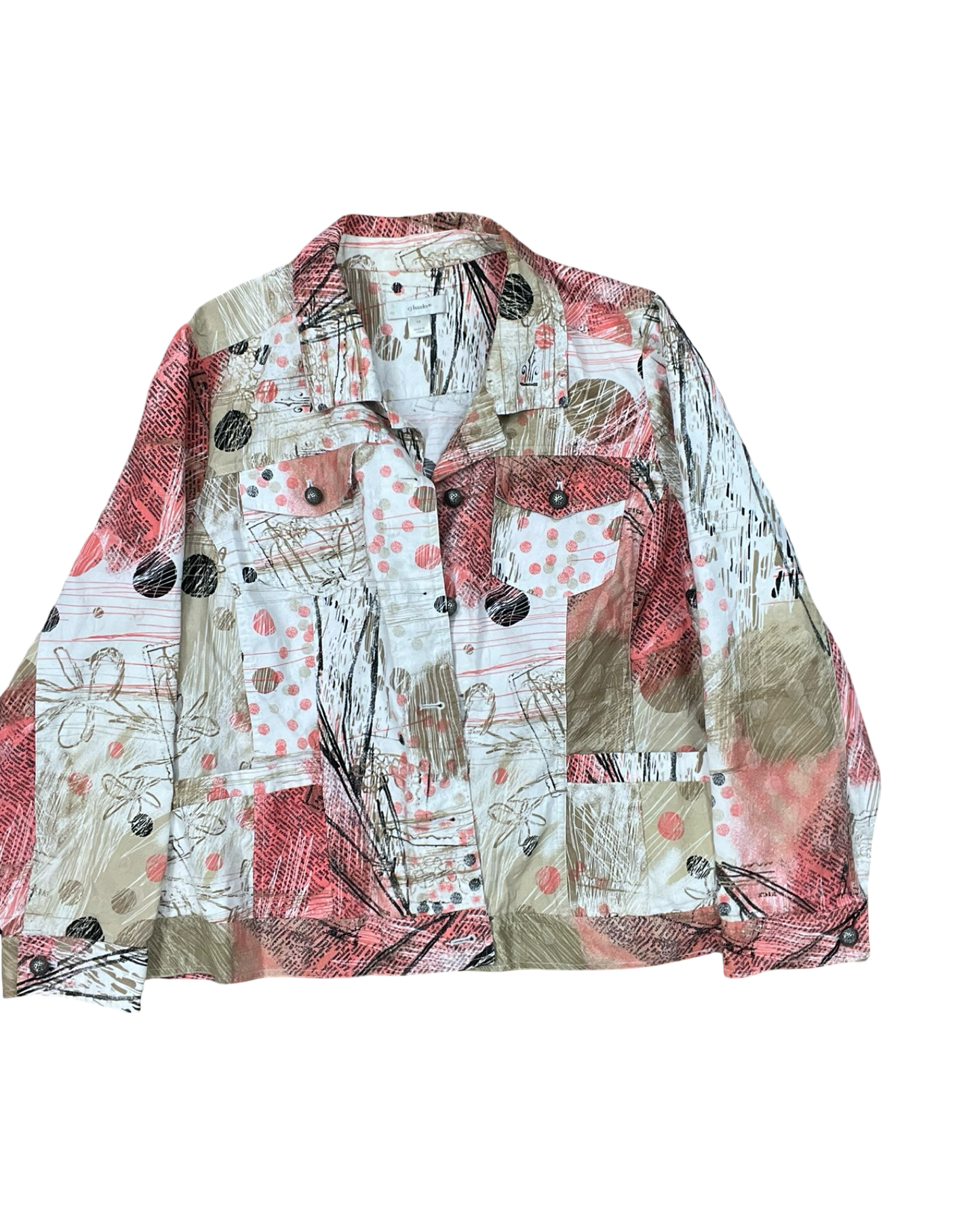 Jacket Other By Cj Banks In Cream & Pink, Size:1X