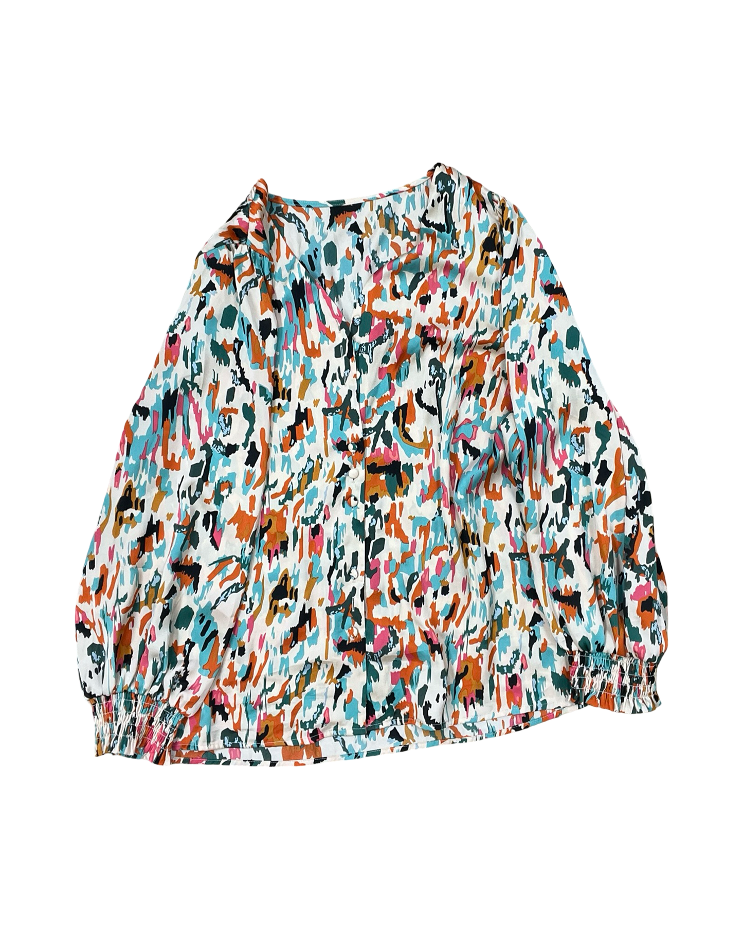 Top Ls By Clothes Mentor In Cream & Orange, Size:Xl
