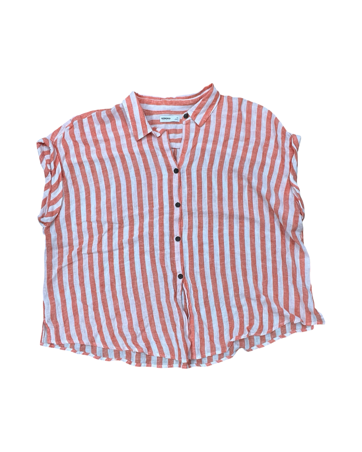 Top Sleeveless By Sonoma In Orange & White, Size:1X